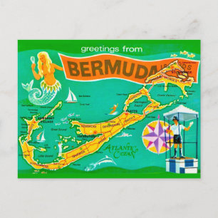  Bermuda Mermaid Vintage Postcard