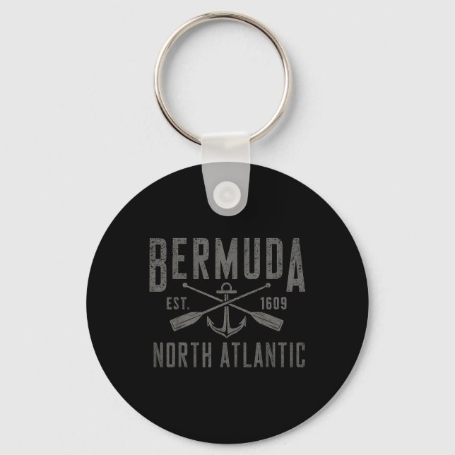Bermuda North Atlantic Ocean Nautical Anchor Sailo Keychain (Front)
