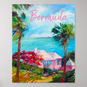Bermuda paradise of pastel pinks and sea blues poster