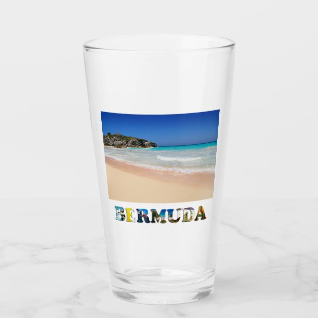 Bermuda Pink Sand Beach Horseshoe Bay Beer Pint Glass (Front)