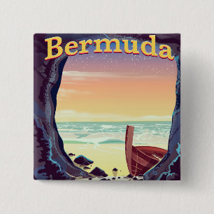 Bermuda Pirate Cave travel poster 2 Inch Square Button