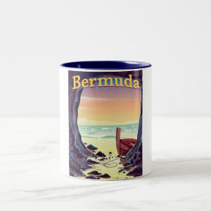 Bermuda Pirate Cave travel poster Two-Tone Coffee Mug