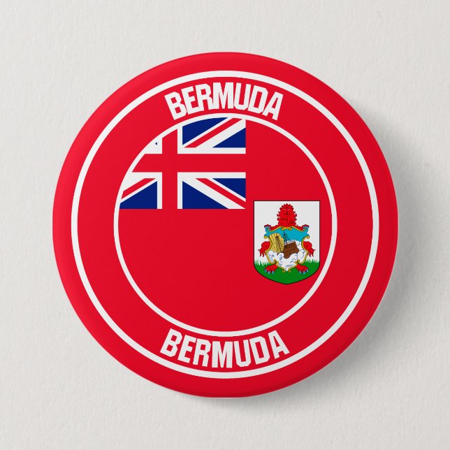 Bermuda Round Emblem 3 Inch Round Button (Front)