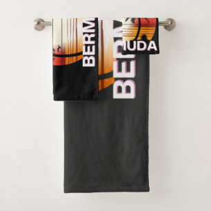 Bermuda Vintage Palm Trees Summer Beach Bath Towel Set