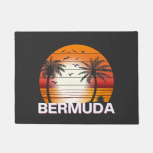 Bermuda Vintage Palm Trees Summer Beach Doormat