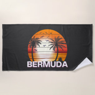Bermuda Vintage Palm Trees Summer Beach Towel