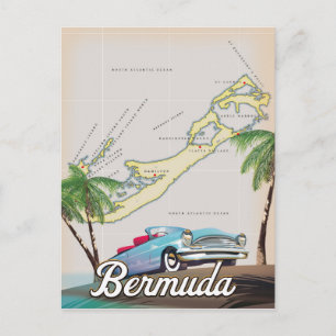 Bermuda vintage travel poster postcard