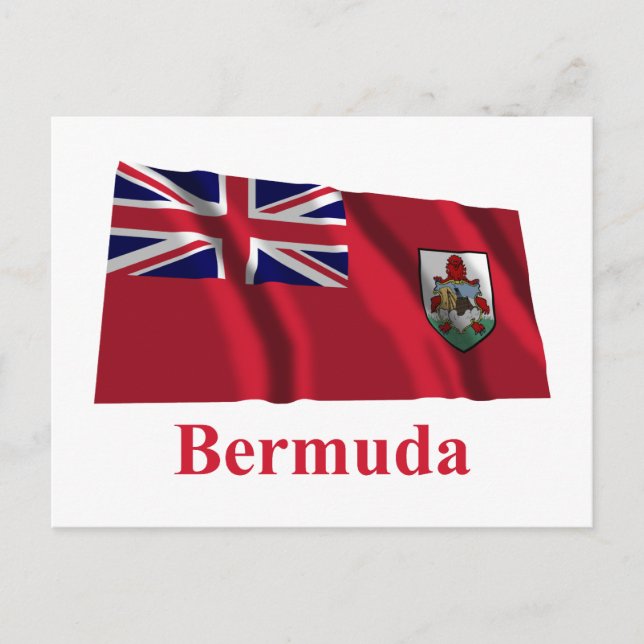 Bermuda Waving Flag with Name Postcard (Front)