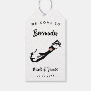 Bermuda Wedding Welcome Bag Tags, Island Map Gift Tags