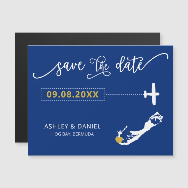 Bermudes Mariage Enregistrer la carte de la date,  (Devant / Derrière)