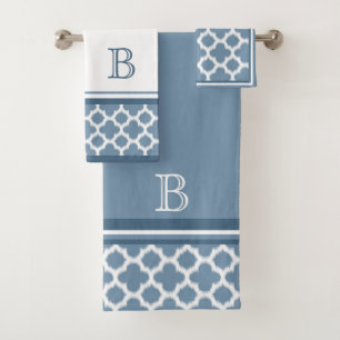 Bermudes personnalisées Gris Bleu Blanc Ikat Quatr