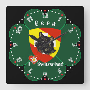 Bern Berne Berna Schweiz Suisse Svizra Uhr Square Wall Clock