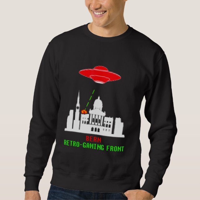 Bern Invasion Retro Gaming With Ufo Sweatshirt (Front)