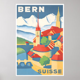 Bern Switzerland Art Swiss Travel Poster Vintage