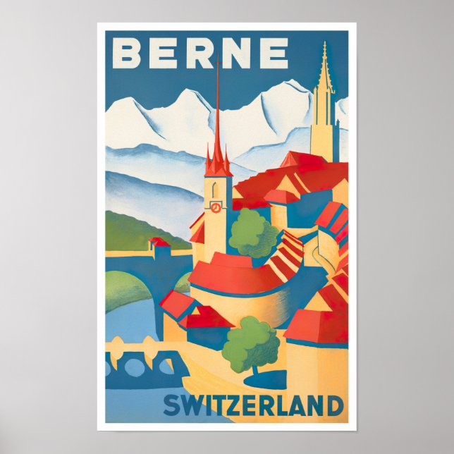 Bern Switzerland vintage travel Poster (Front)