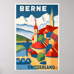 Bern Switzerland Vintage Travel Poster