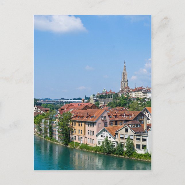 Bern Switzerland Waterfront View Postcard (Front)