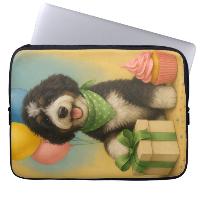 Bernadoodle Birthday Laptop Sleeve (Front)