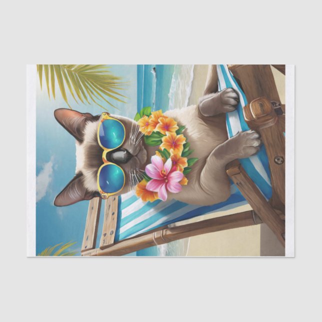 Bernard Surf & Sand, Beachy Siamese Cat Tissue Paper (Front)