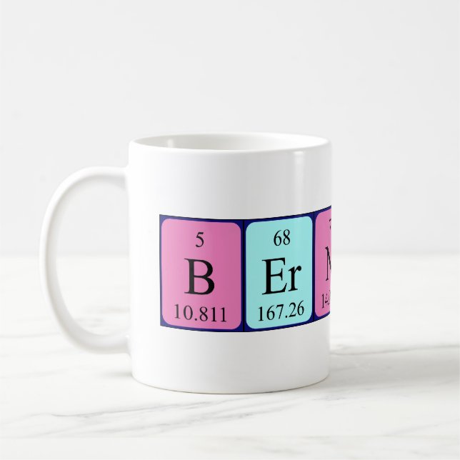 Bernardo periodic table name mug (Left)