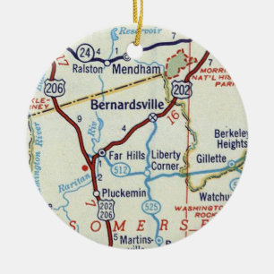 Bernardsville NJ Map Ceramic Ornament