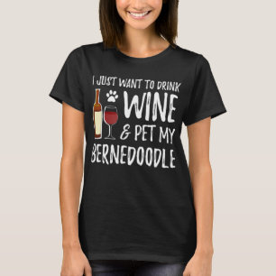 Bernedoodle Amoureux des chiens Vin T-Shirt Funny 