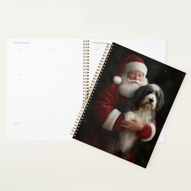 Bernedoodle avec le Père Noël Fête de Noël (Devant avec enveloppe)