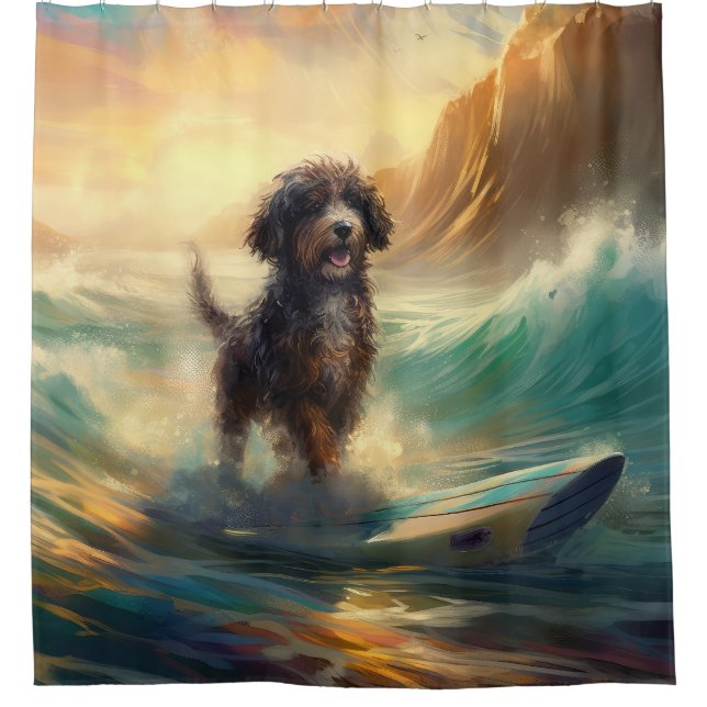Bernedoodle Beach Surfing Painting  (Front)