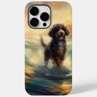 Bernedoodle Beach Surfing Painting 