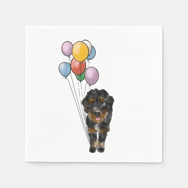 Bernedoodle Birthday Party Napkin (Front)
