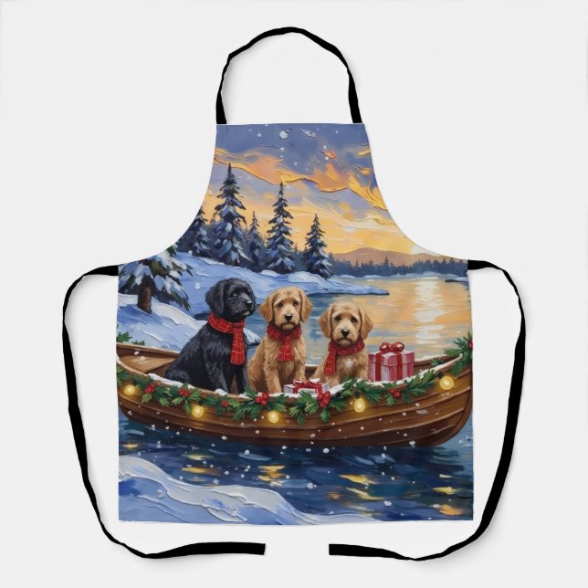 Bernedoodle Christmas Boat Holiday Apron (Front)