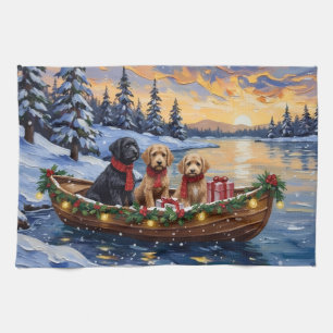 Bernedoodle Christmas Boat Holiday Kitchen Towel