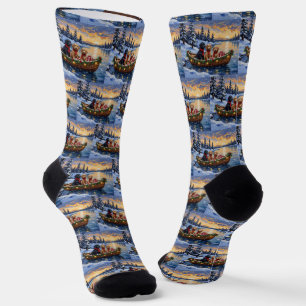 Bernedoodle Christmas Boat Holiday Socks