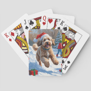 Bernedoodle Christmas Festive Snow Scene Playing Cards