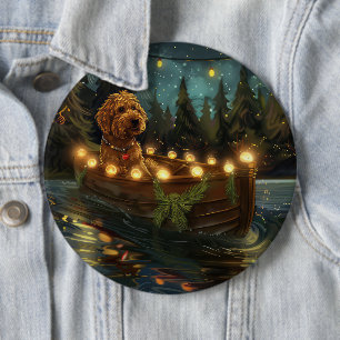 Bernedoodle Christmas Festive Voyage 6 Inch Round Button