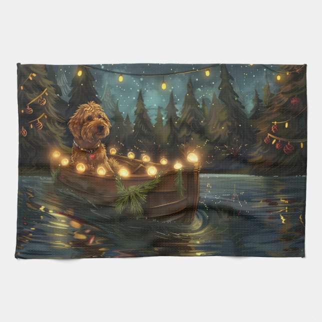 Bernedoodle Christmas Festive Voyage Kitchen Towel (Horizontal)