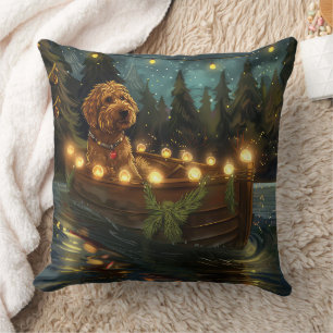 Bernedoodle Christmas Festive Voyage Throw Pillow