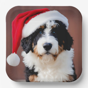 Bernedoodle Christmas Paper Plate