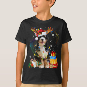 Bernedoodle Christmas Reindeer Santa Lights Dog Xm T-Shirt