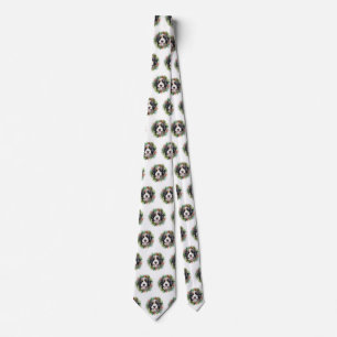 Bernedoodle Christmas Wreath Festive Pup Tie