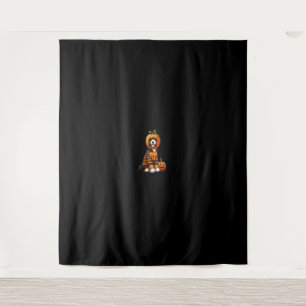 Bernedoodle Cosplay Horror Carved Pumpkin Hallowee Tapestry
