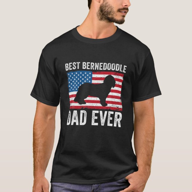 Bernedoodle Dad Daddy American Flag Bernedoodle Lo T-Shirt (Front)