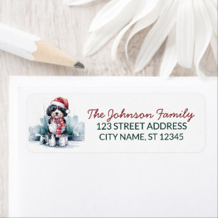 Bernedoodle Dog Christmas Return Address          