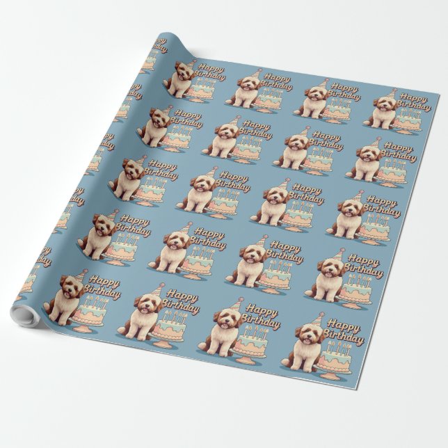 Bernedoodle Dog Colourful  Wrapping Paper (Unrolled)