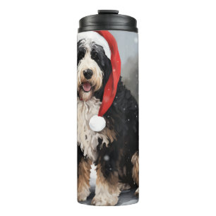 Bernedoodle Dog in Snow Christmas  Thermal Tumbler