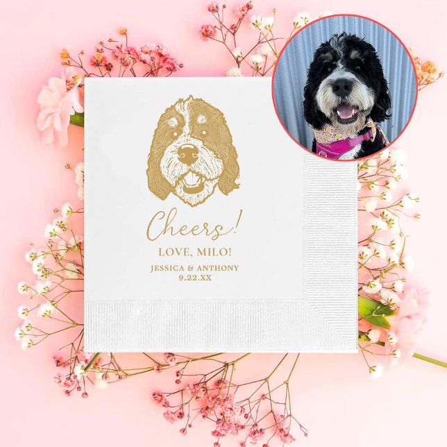 Bernedoodle Dog Personalized Cheers Napkins (Creator Uploaded)