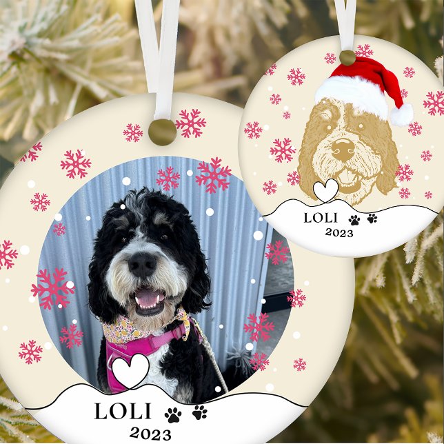 Bernedoodle Dog Personalized Hand Drawing Ceramic Ornament (Creator Uploaded)