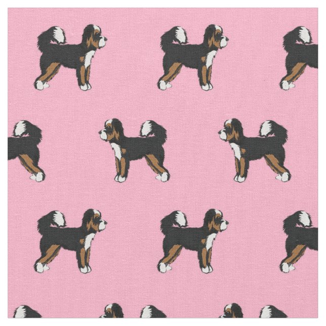 Bernedoodle dog pink fabric (Close Up)