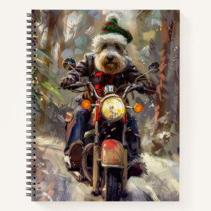 Bernedoodle Dog Riding Motorcycle Christmas  Notebook