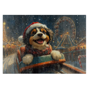 Bernedoodle Dog Roller Coaster Christmas Cutting Board